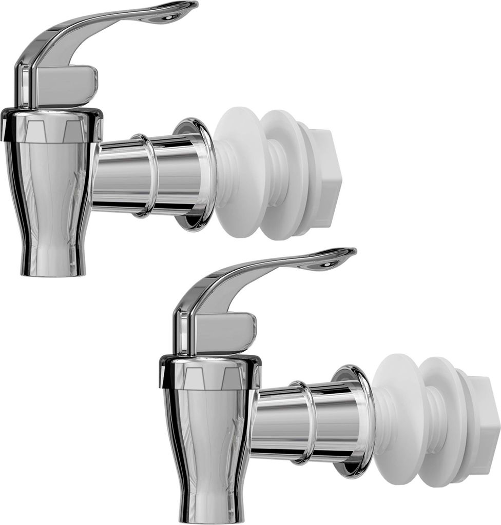 2 Stück Wasserhähne, silberne Getränkespender, Zapfhähne im Push-Stil, Ersatzhähne, Durchflussregler, Hebelgriff für Krüge aus Glas/Kunststo...