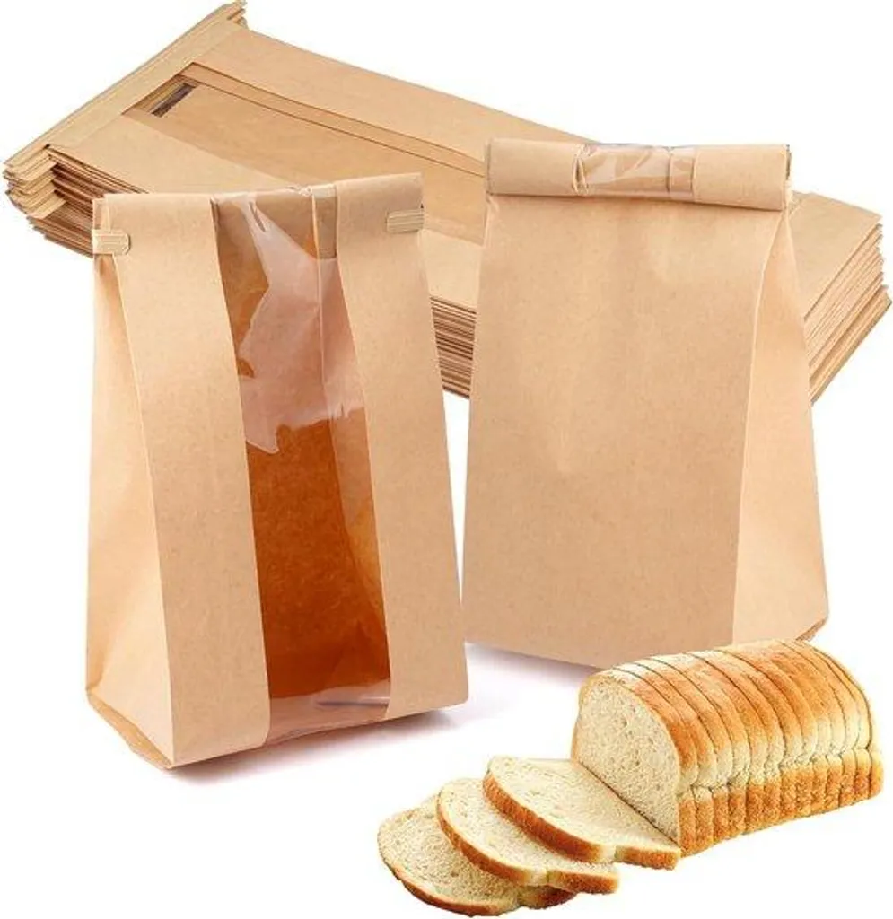 Sacs pain hermétiques avec fenêtre pour conserver la fraîcheur - 50 pcs
