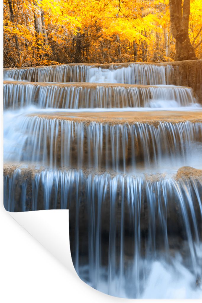 MuchoWow Wandtattoo Wandsticker Wandaufkleber Wasserfall - Natur - Bäume - Herbst - Landschaft 20x30 cm Selbstklebend und Repositionierbar - Sti...