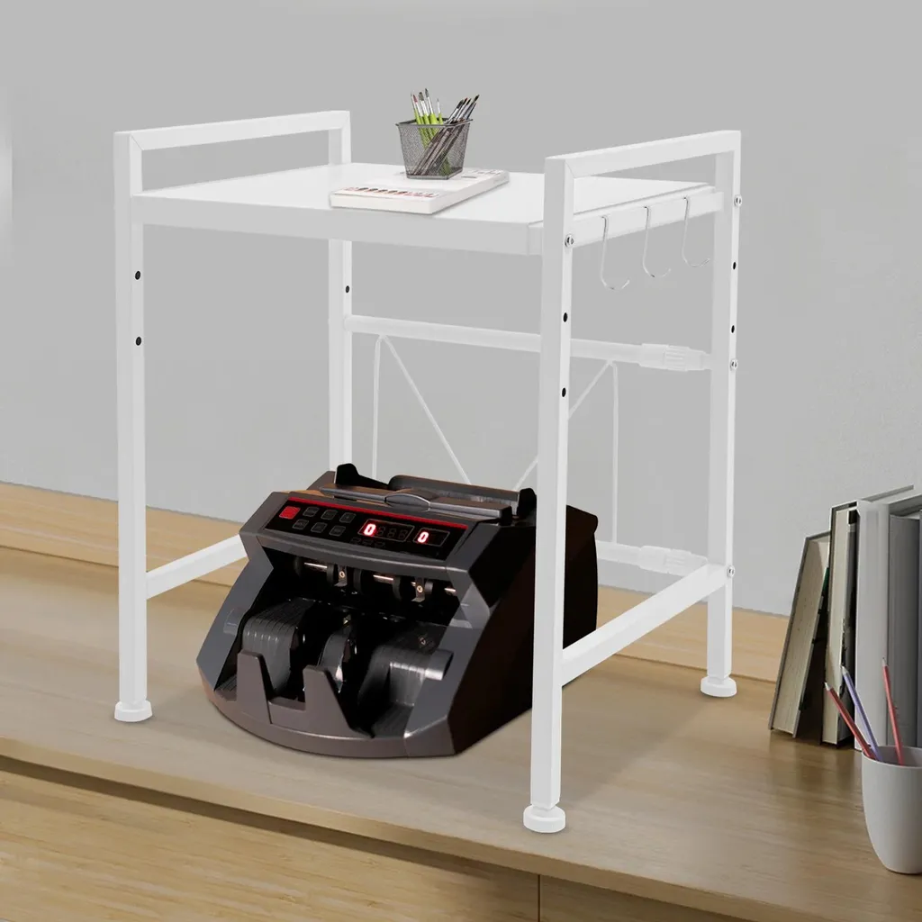 Support de Cuisine pour Micro-ondes Réglable à 2 Niveaux Blanc - 4