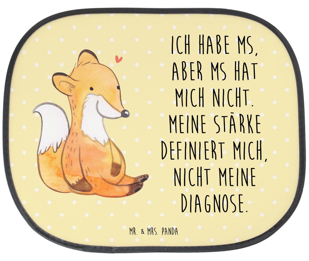Mr. & Mrs. Panda auto hitzeschutz Fuchs Multiple Sklerose - Gelb Pastell - Geschenk, Empfindungsstörungen, Schübe, sonnenschutz saugnapf, Autoimm...