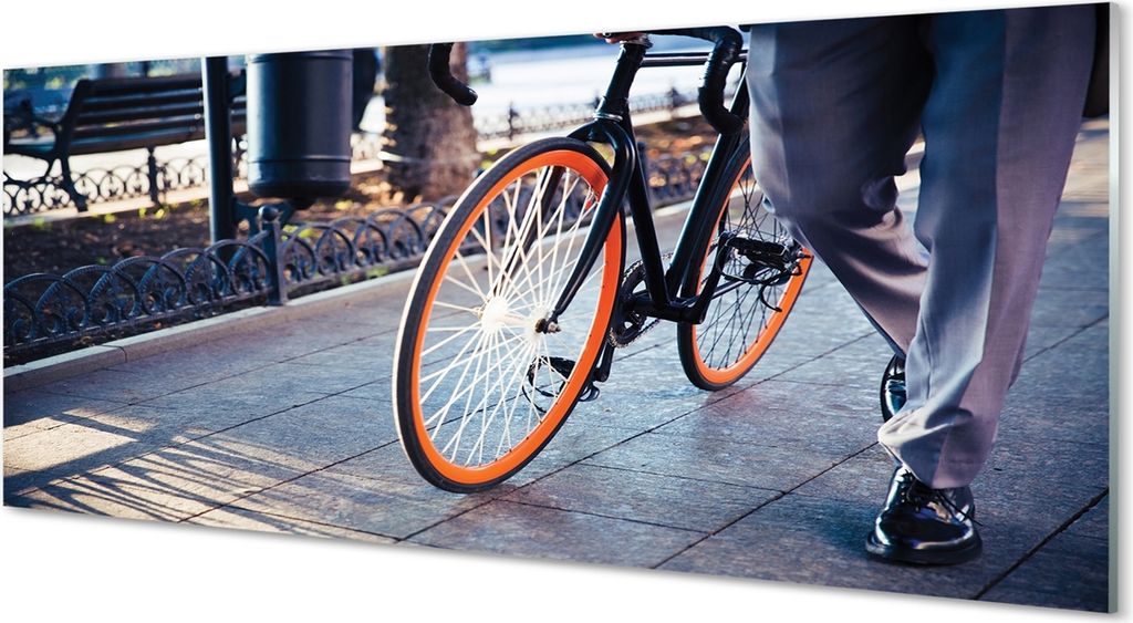 Glasbilder 125x50 Wandkunst City-Bike Bein