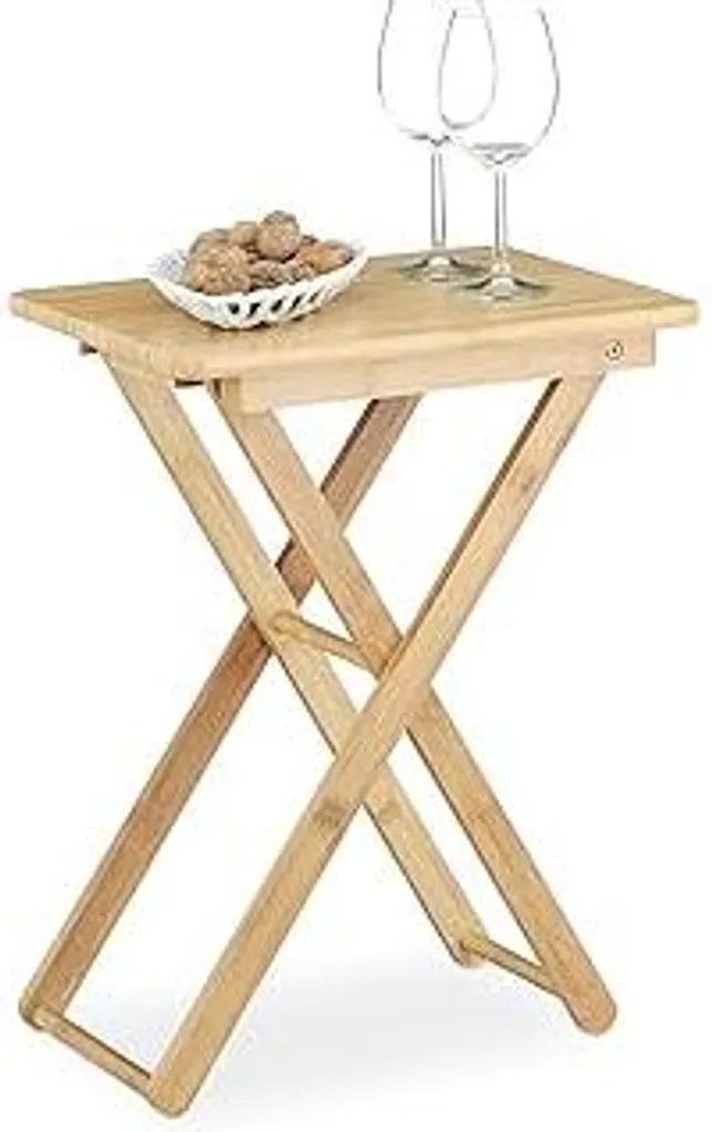 Tavolino Pieghevole in Bambù 52x40x31 cm - Legno Naturale Salvaspazio