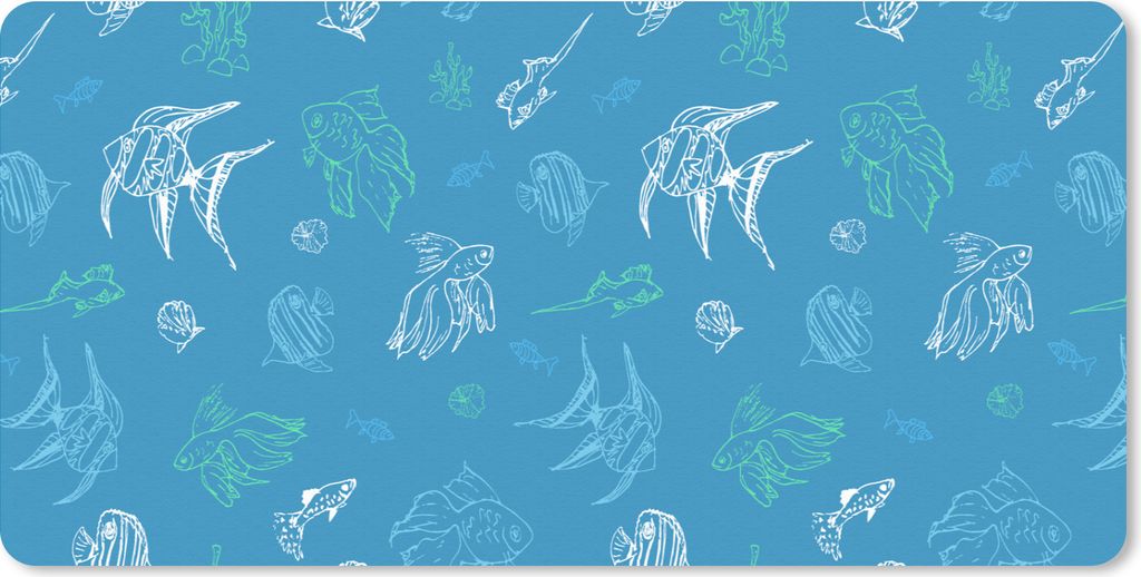 MuchoWow Mauspad Mousepad Fisch - Pastell - Meer 60x30 cm - Mousepads - Maus Mat - Pad - Mausunterlage - Nachhaltig