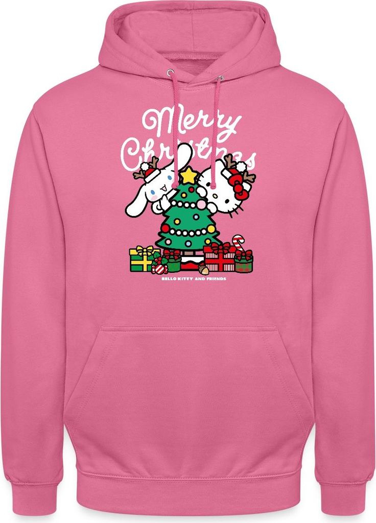 Spreadshirt Hello Kitty Und Cinnamoroll Weihnachten Uni Hoodie, M, Pink