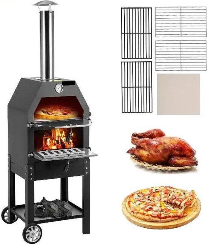 Holzofen Pizza Grill BBQ Smoker 40x35cm