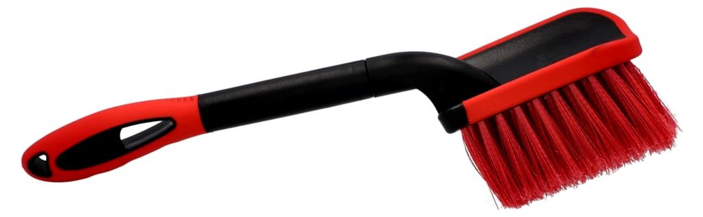 Auto-Waschbürste für gründliche und schonende Fahrzeugreinigung, gummiummantelter Bürstenkopf, 38 cm Länge, rot/schwarz, 1 Stück