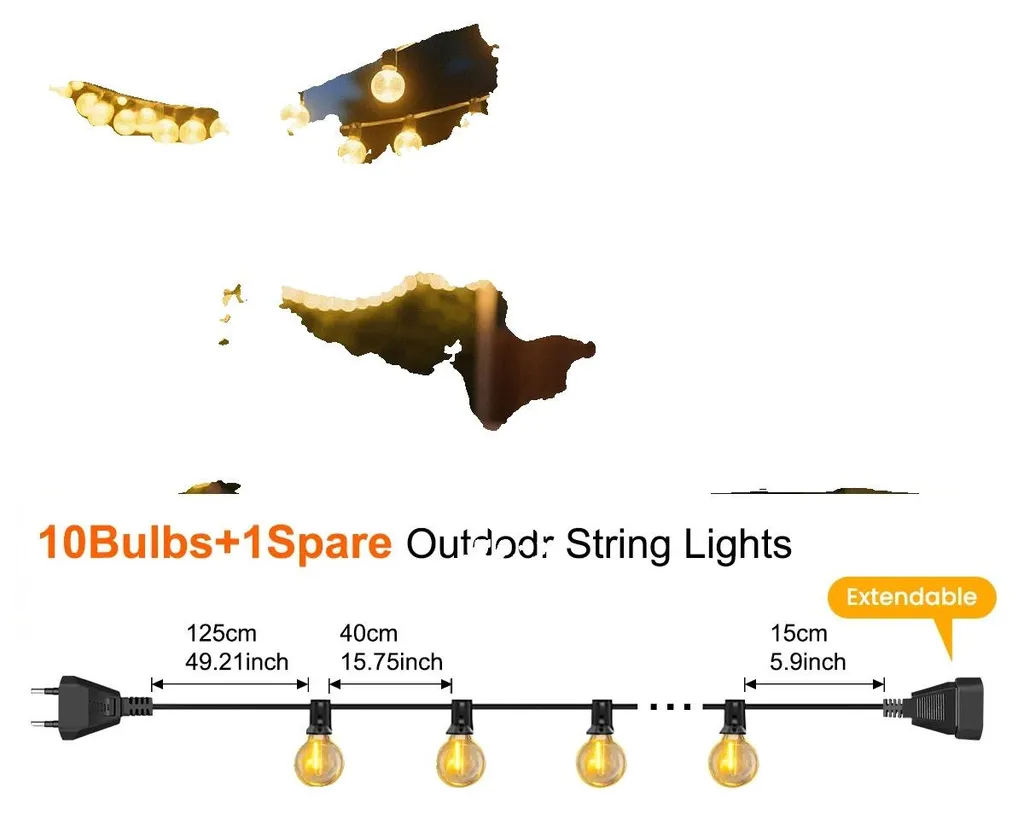 Guirlande lumineuse extérieure étanche 5m avec 10 ampoules incassables