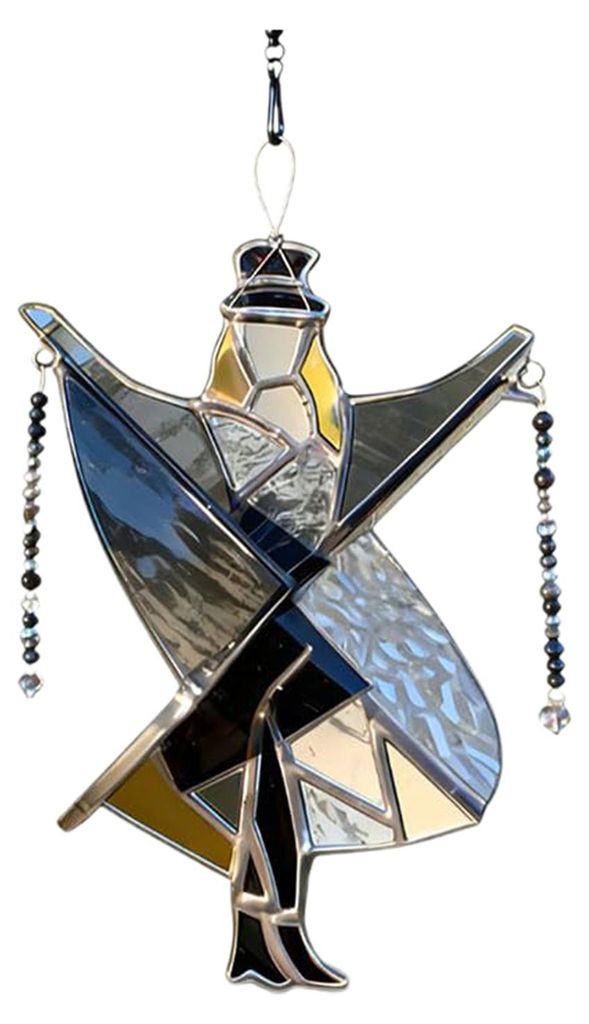 Handgefertigte Buntglas-Frauen-Spinner-Dekoration, Vintage-Acryl-Ornament, Sonnenfänger, Gartendekoration, Fensterdekoration zum Aufhängen