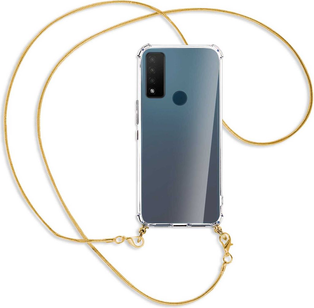 Handykette Backcover-Schutzhülle mit Band (Metall goldfarben) für TCL 20 R 5G - goldfarbene Kette Snake