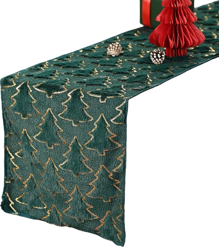 Runner Natale Verde Bosco e Oro INF M - Decorazione Rustica Chic