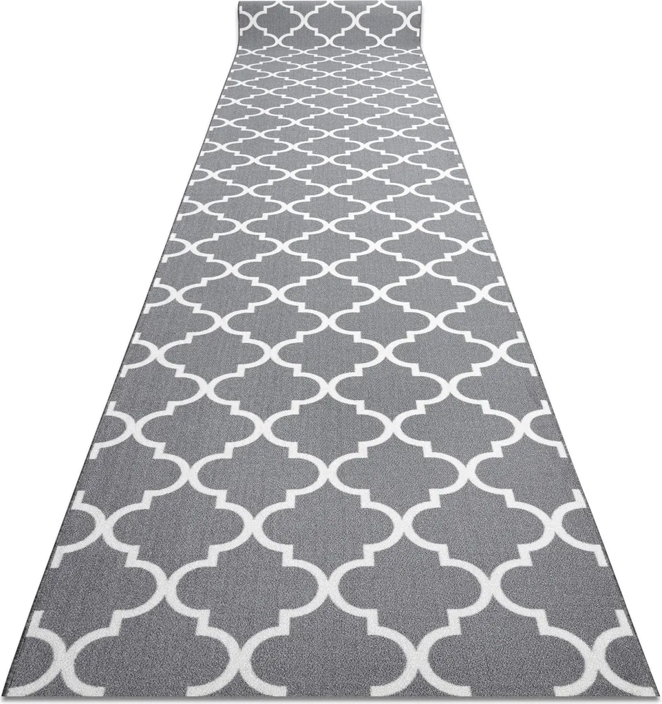Tapis de couloir gris antidérapant 57 cm motif trèfle marocain chic