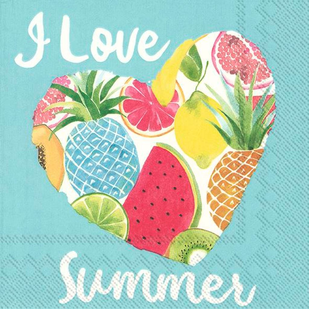 I LOVE SUMMER turquoise Lunch-Servietten L 908842