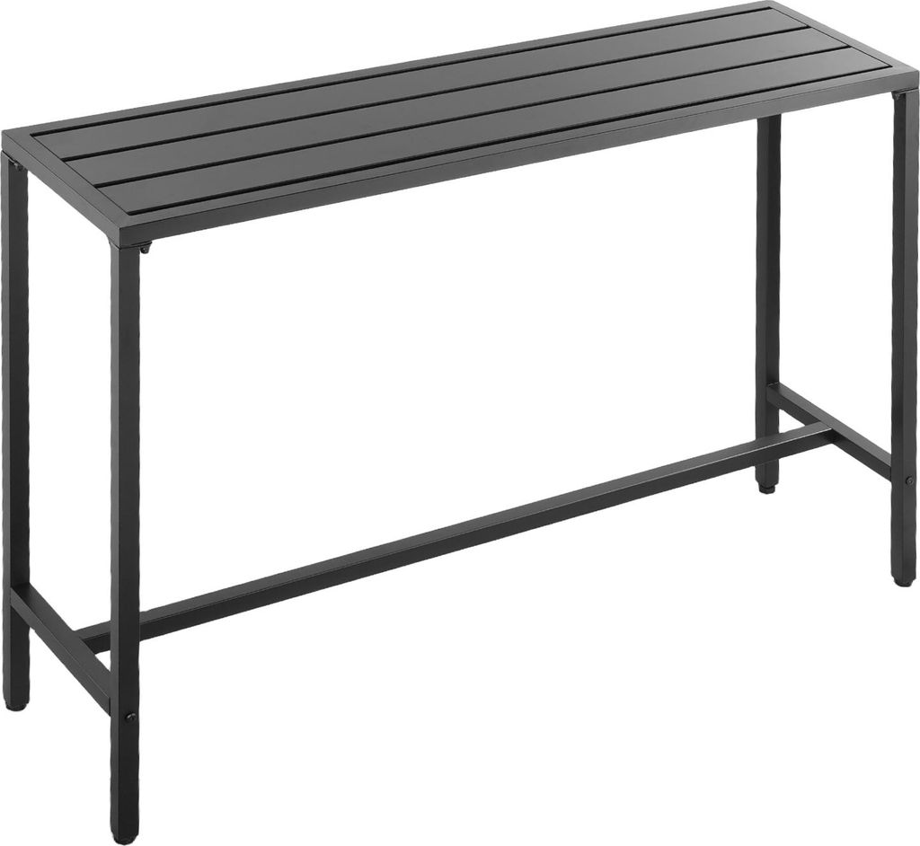 SucceBuy Bartisch 1400 x 375 x 980 mm, rechteckiger Stehtisch mit stabilem Metallgestell, vielseitiger Esstisch für Küche, Balkon, Garten oder Po...