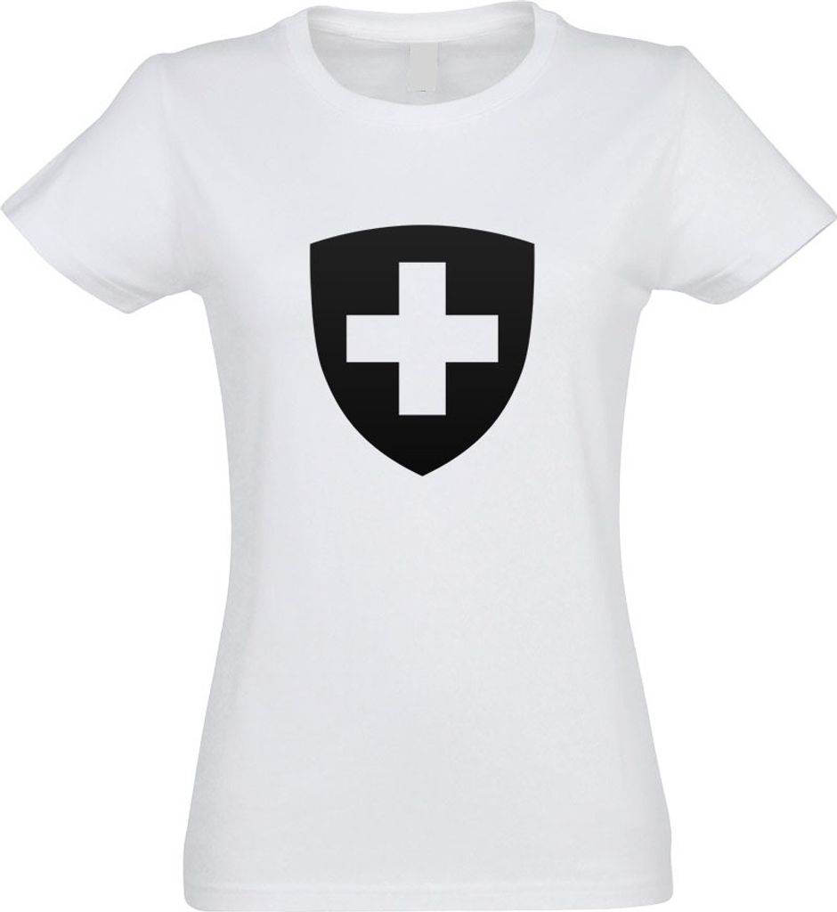 Kiwistar - T-Shirt tailliert - Damen - Weiss - Schweiz Wappen - mit Motiv Bedruckt - Funshirt Design - Sport - Freizeit - Damen - XL