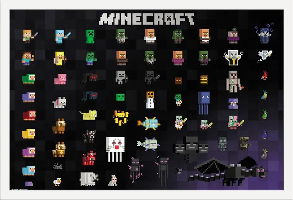 Décoration Chambre Minecraft : Poster Pixel Sprites Cadre Blanc Shinsuke
