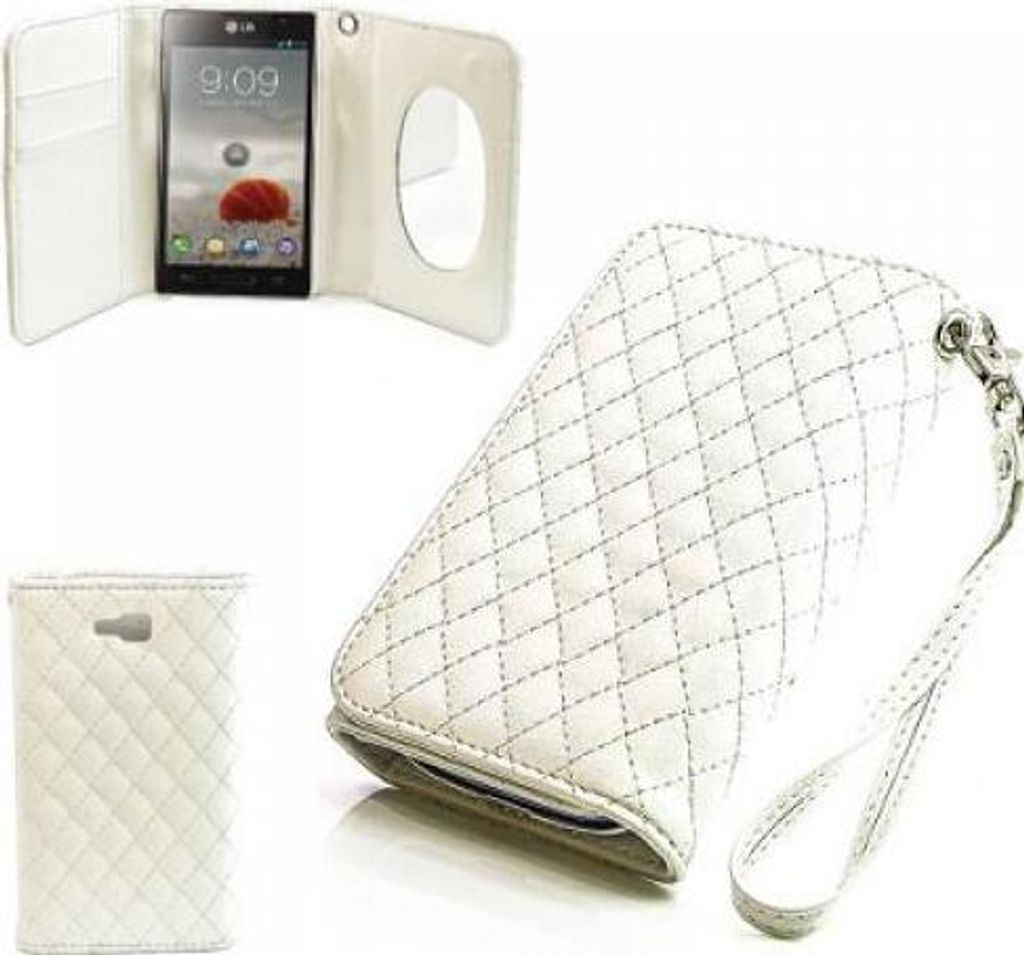 LG Optimus L9 II D605 Booksytle Handtasche Mirror Weiss Produktbild 