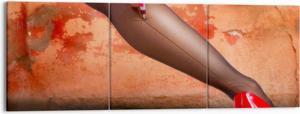 Bild auf Leinwand - Leinwandbild - Bein Strumpf Mode Ferse - 150x50cm - Wand Bild - Wanddeko - Leinwanddruck - Bilder - Kunstdruck - Wanddekoration...