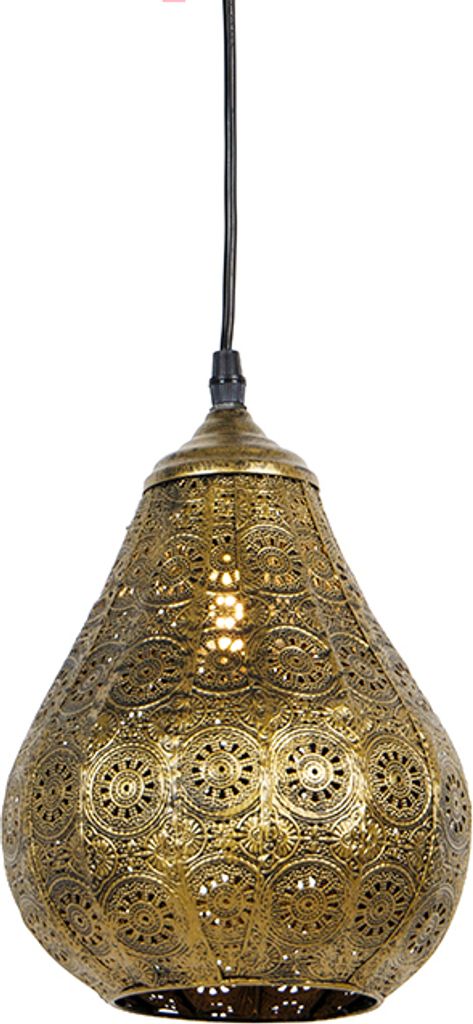 QAZQA - Orientalisch Orientalische Hängelampe I Pendellampe I Pendelleuchte Gold I Messing 17,5cm - Billa Dia I Wohnzimmer I Schlafzimmer - Stahl ...