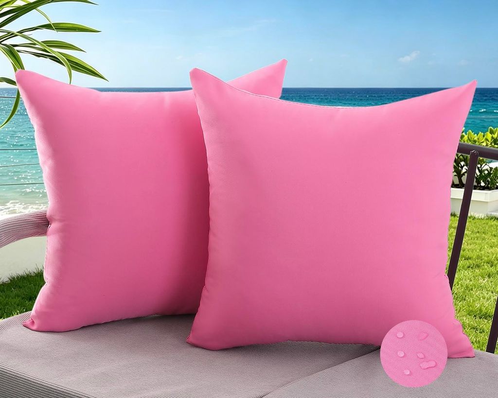 Outdoor-Kissenbezug 40x40 cm Rosa Wasserdichter Dekokissenbezug Sommer Frühling Kissenbezug für Gartenbank, Balkon, Terrasse, Sofa, Wohnzimmerdek...