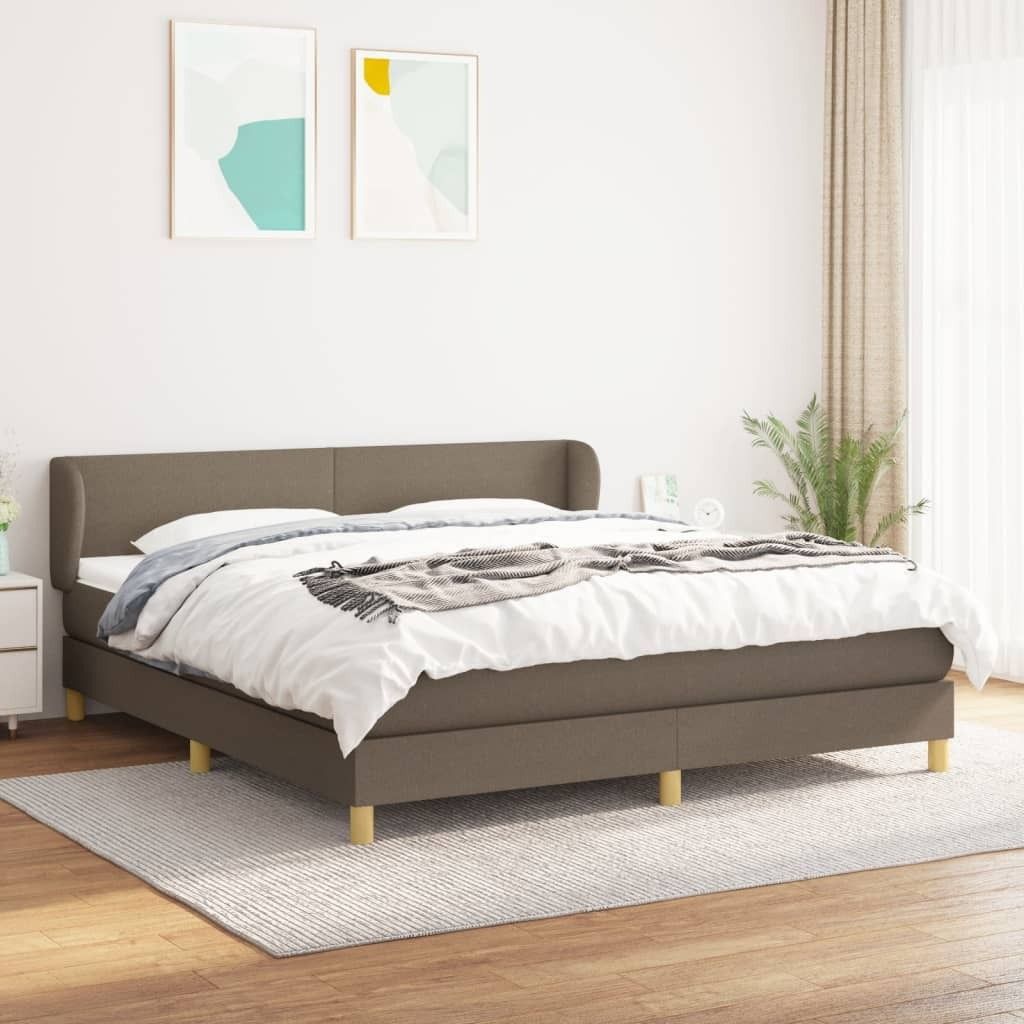 Cloris Designermöbel Boxspringbett mit Matratze Taupe 160x200 cm Stoff 2024 Neu