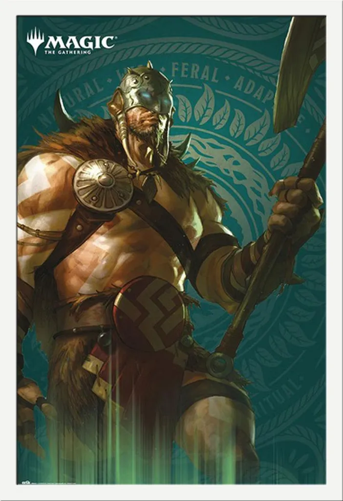 Poster Magic the Gathering Garruk con Cornice Shinsuke Bianco Maxi MDF