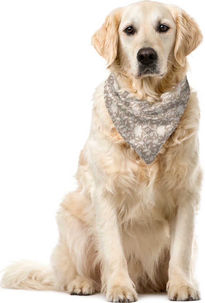 ABAKUHAUS Blumen Haustier Bandana, Abstraktes Muster Blätter, 40x40 cm, Tan-Creme