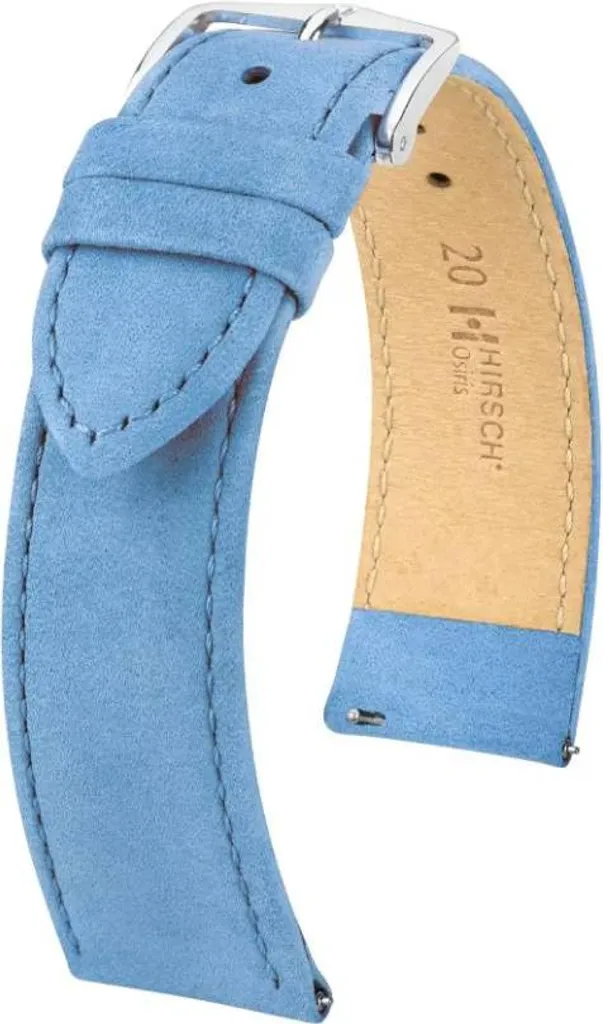 Bracelet de montre en cuir de vachette Hirsch Osiris Nubuk 16 mm Bleu