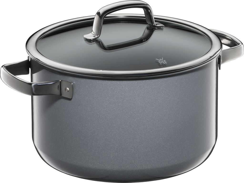 WMF Fusiontec Mineral Kochtopf groß 24cm, Glasdeckel, Fleischtopf Induktion 6,4l, High-Tech Keramik, kratzfest, grau