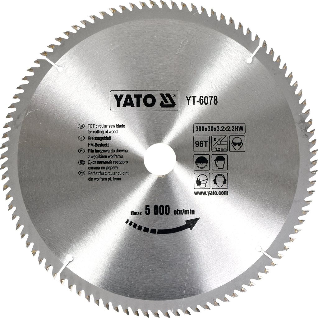 Yato YT-6078, Kunststoff, Holz, 30 cm, 3 cm, Hartmetall-bestücktes Wolfram (TCT), 2,2 mm, 5000 RPM
