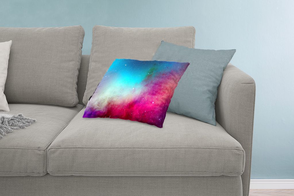 MuchoWow Zierkissen Sofakissen Wohnzimmer Dekokissen 60x40 cm Aquarell - Sternenhimmel - Rosa - Blau - Kopfkissen - Polster mit Foto