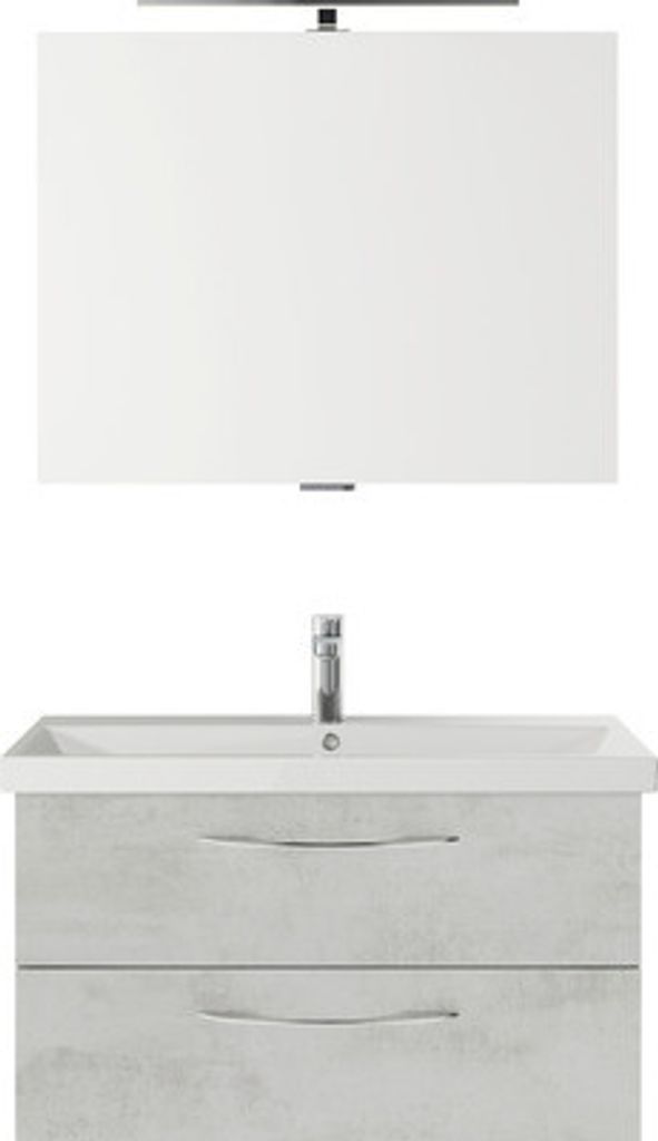 Badmöbelset 3-teilig Pelipal Serie 4035 BxHxT 90 x 200 x 43,5 cm Frontfarbe grau mit Waschtisch Keramik weiß und Keramik