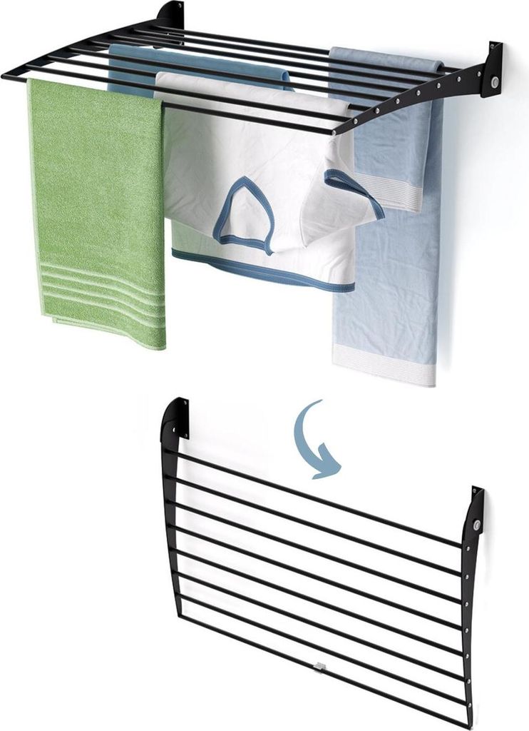 Wand-Wäscheständer klappbar und stabil, ideal für kleine Haushalte – Foxydry Fold Down 80 cm schwarz
