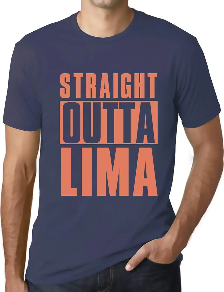 Herren Grafik T-Shirt Straight Outta Lima Öko-Verantwortlich Vintage Jahrgang Kurzarm Lustige Druck Geburtstag Geschenk Mann