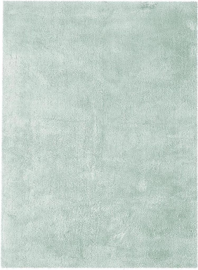 Qiyano Teppich für Schlafzimmer flauschig uni Kurzflor Wohnzimmer türkis, 80 x 150 cm
