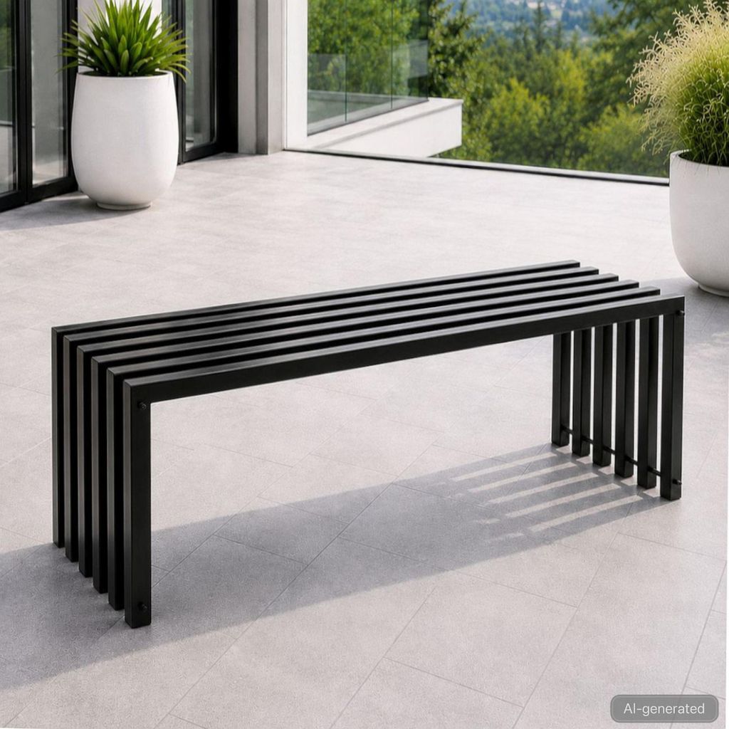 DanDiBo Gartenbank Metall Massiv Wetterfest Schwarz 120 cm Produktbild 