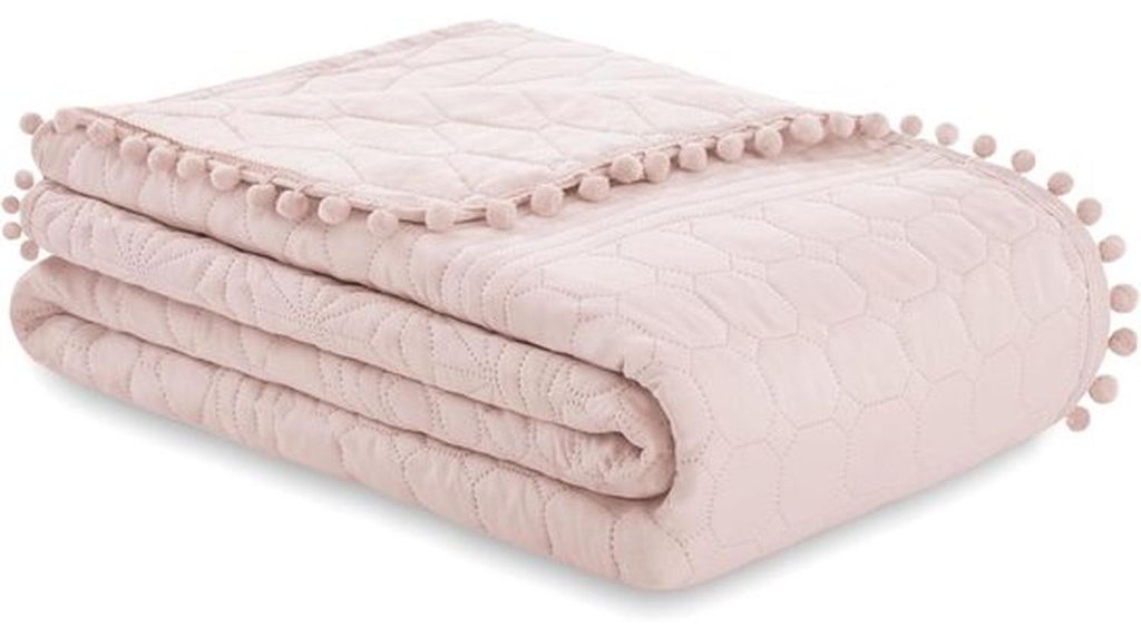 Famanu Sprei mit Pompons 260 x 280 cm - puderrosa