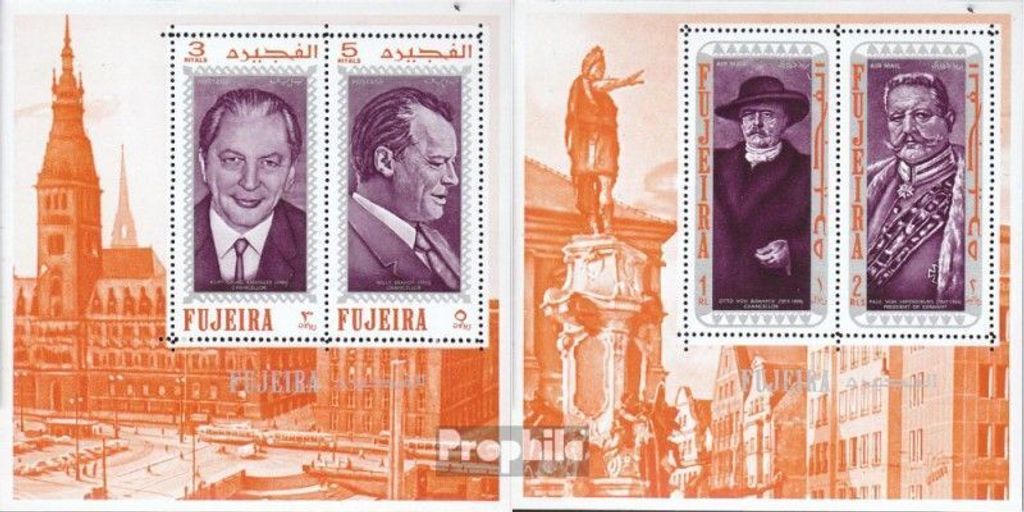 Briefmarken Fujeira 1970 Mi BlockB25A-BlockC25A Produktbild 