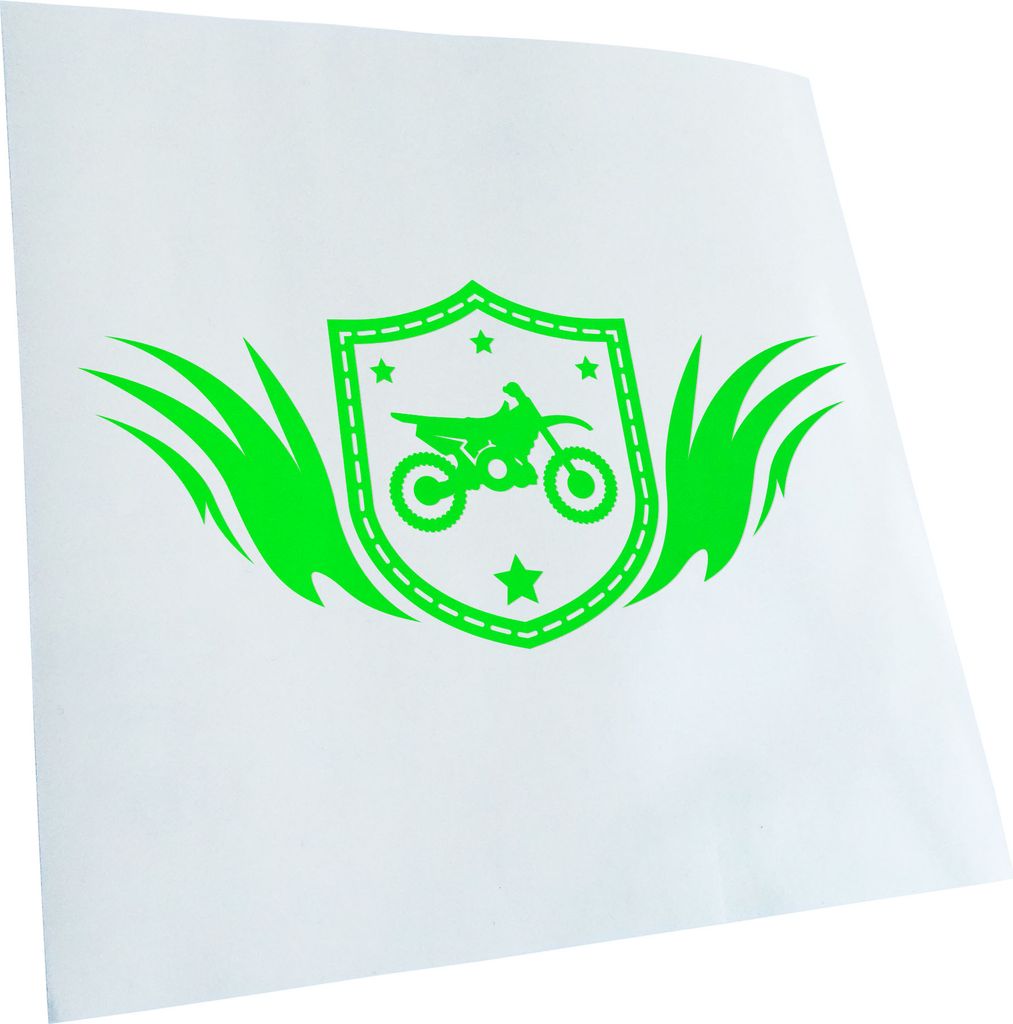 Kiwistar - Autoaufkleber - Motocross Wappen - Neongrün - 60x27cm - Aufkleber für Auto, Laptop, Fahrrad, LKW, Motorrad mehrfarbig JDM Decal Racing
