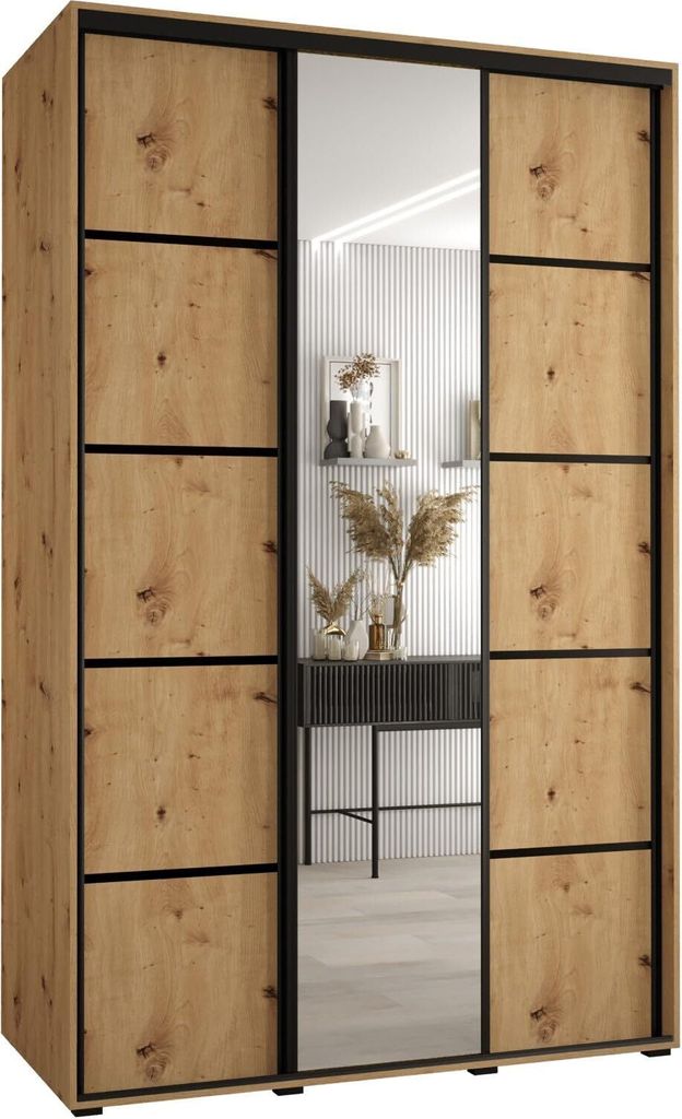 MEBLE KRYSPOL Davos 5 Schrank, drei Türen - 235,2x160x60 cm - Artisan Artisan Schwarz