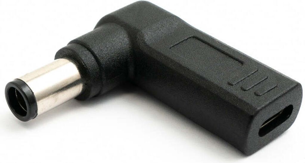 SYSTEM-S USB 3.1 Adapter Typ C Buchse zu DC 20V 7,4 x 5,0 mm Stecker Winkel Kabel Schwarz