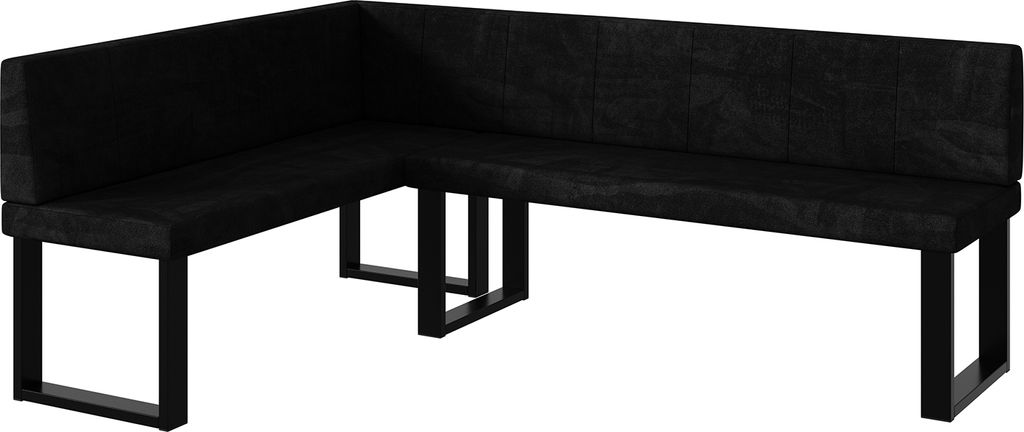 MEBLINI Eckbank für Esszimmer - Küchenbank - Essecke - Sitzecke Küche - PETER - U-Beine 142x196x87cm Links - Graphit Samt