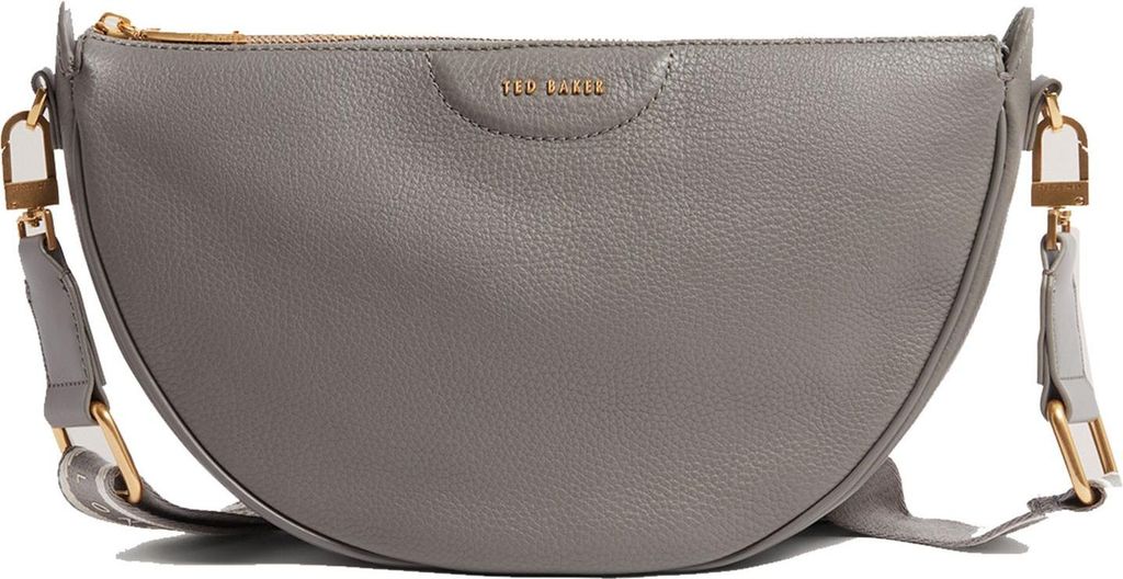 Ted Baker Umhängetasche Schultertasche Essina Webbing Leather Half Moon Crossbody Bag Mid - Grey grau