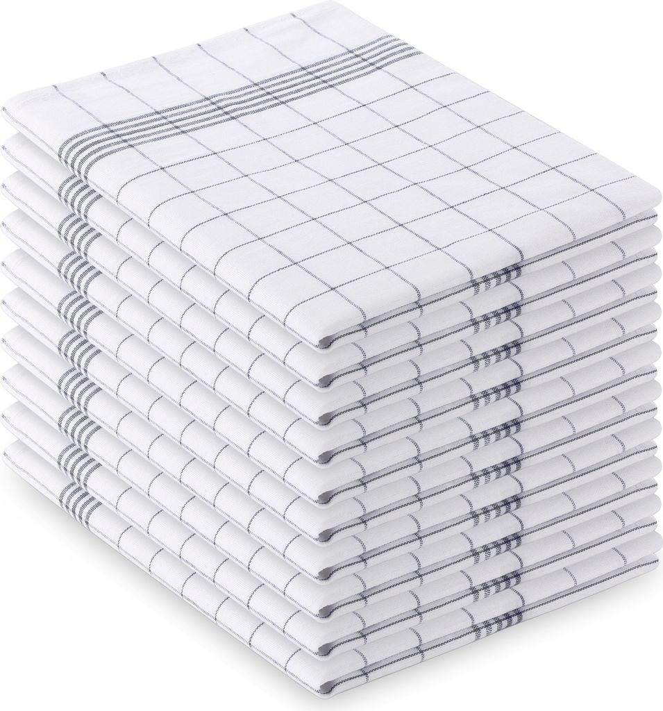 Vaily Geschirrtücher Grau-Kariert 10er Pack - 70 x 45 cm Produktbild 