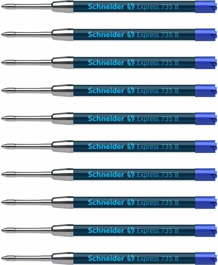 Lot 10 Recharges Stylos Bille Schneider 7373 Express 735 Bleu Large B
