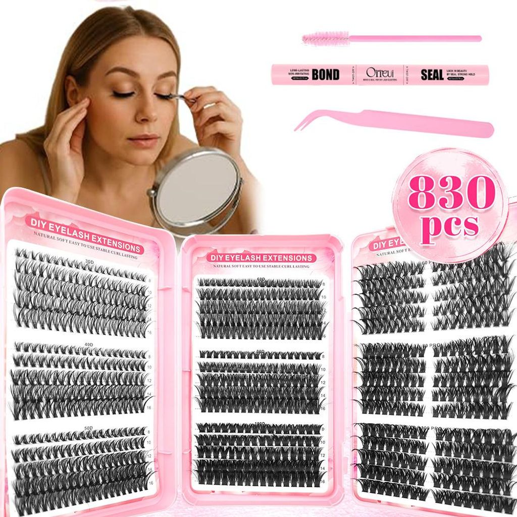 830 Stück Wimpern Set mit 30D 40D 50D 60D 80D 100D Wimpern Produktbild 