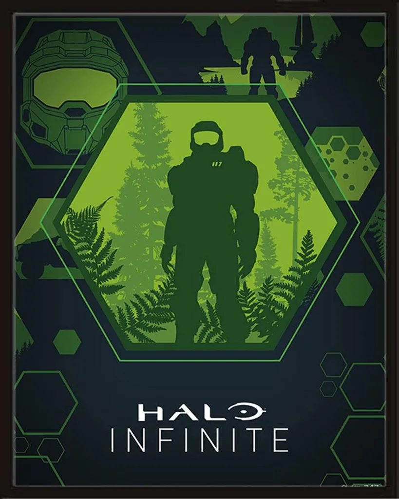 Petit Poster Halo Infinite Master Chief Cadre Noir Shinsuke Prêt à Poser