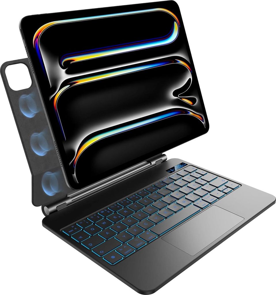Tasche mit Tastatur Nimin für iPad Pro 11 M4 2024 QWERTZ mit Touchpad schwarz