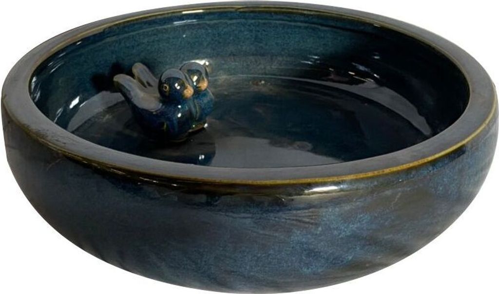 TrendLine Vogeltränke blau glasiert 28,5 x 28,5 x 7,5 cm