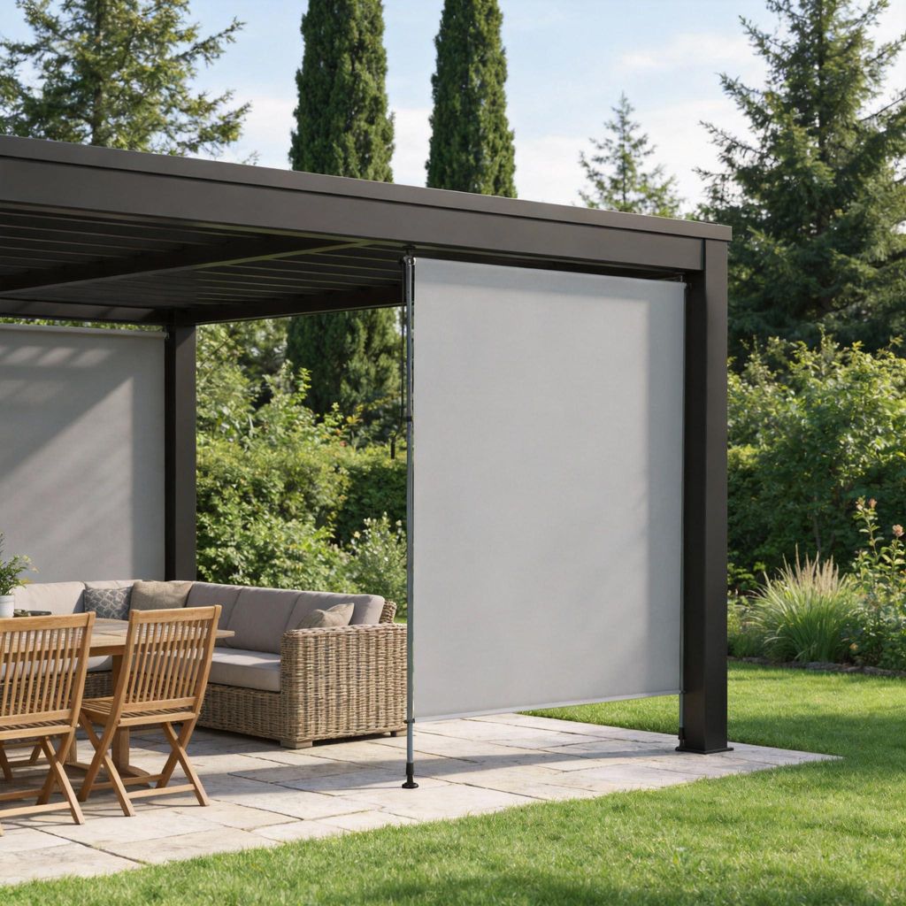 FIVMEN Klemmmarkise Senkrechtmarkise mit Handkurbel ohne Bohren,150x310 cm Vertikalmarkise Ausziehbar & Blickdicht & Wasserfest,Sonnenrollo Sichtsc...